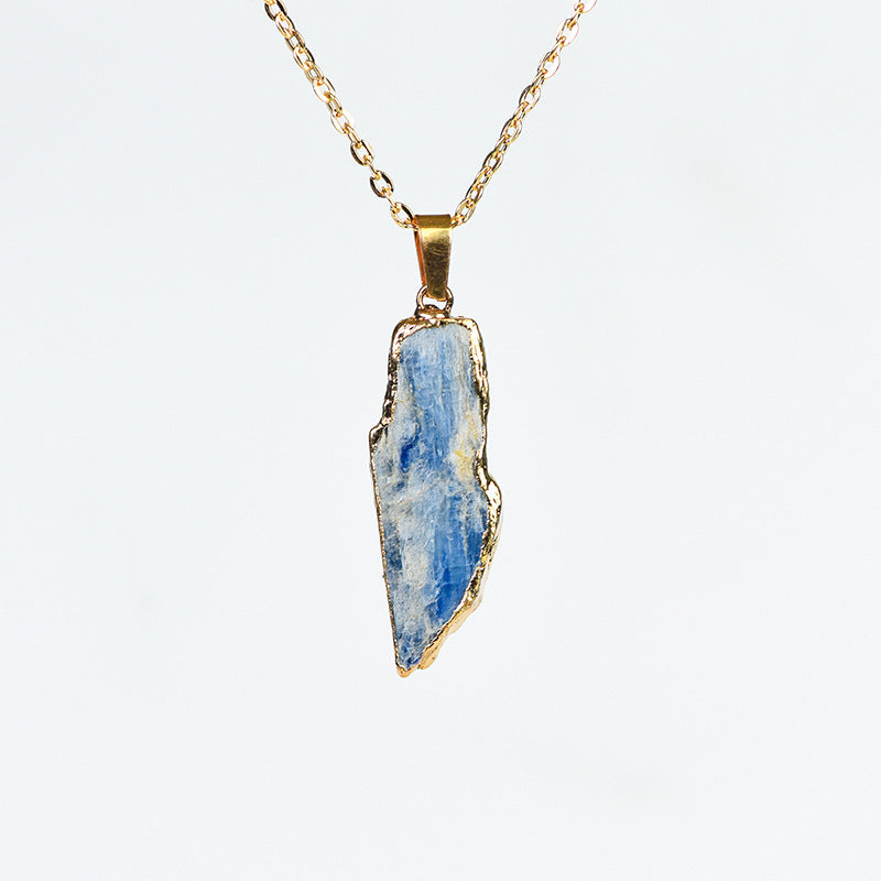 Exquisite and simple natural kyanite rough stone gold-plated pendant irregular crystal necklace jewelry accessories 