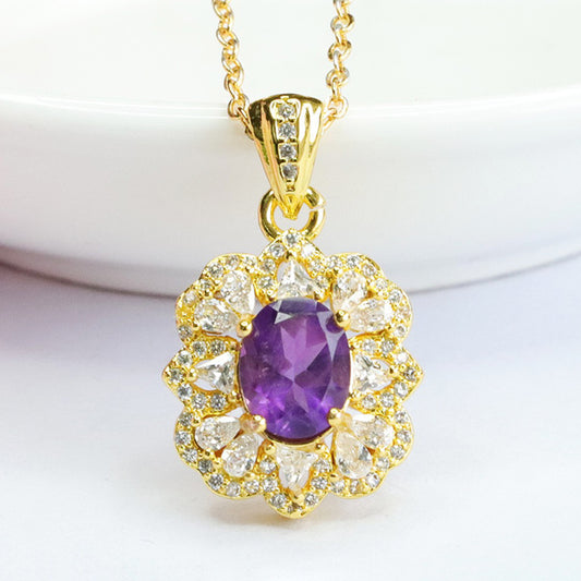 Natural amethyst pendant romantic purple color treasure pendant necklace CB3080115 