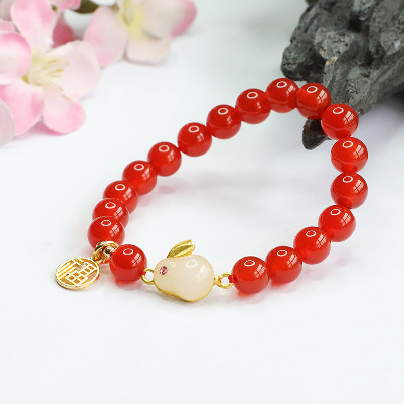 Natural Agate Rabbit Bracelet Red Agate Year of the Rabbit Bracelet Jewelry Jewelry MN2121408