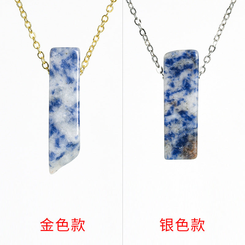 Natural crystal agate personalized irregular flat long necklace with long pendant 