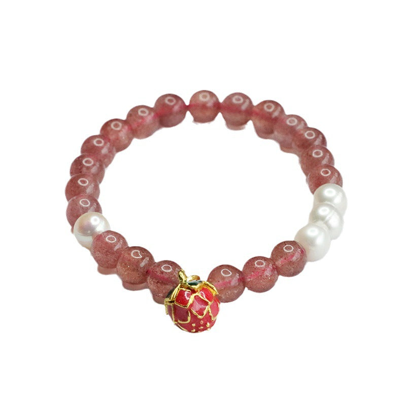 Natural strawberry crystal bracelet red strawberry pearl lotus bracelet for women CB3071803 