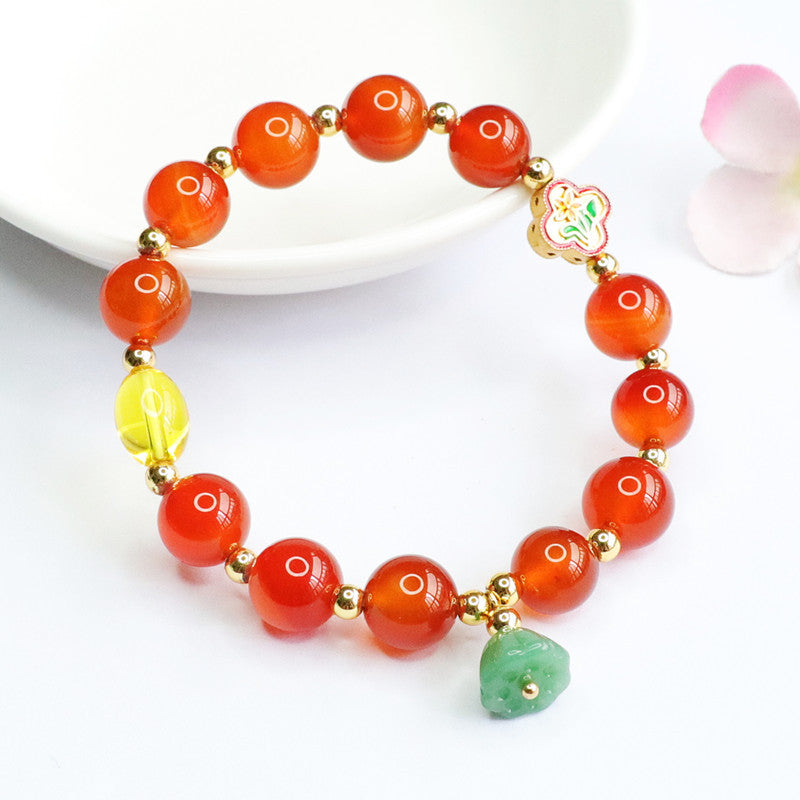 Natural red agate bracelet lotus tassel chalcedony DIY bracelet colorful treasure MN2052402