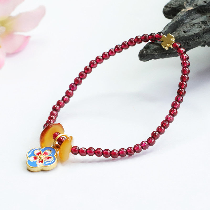 Natural garnet bracelet Brazilian crystal peach blossom bracelet colorful treasure CB2090502 