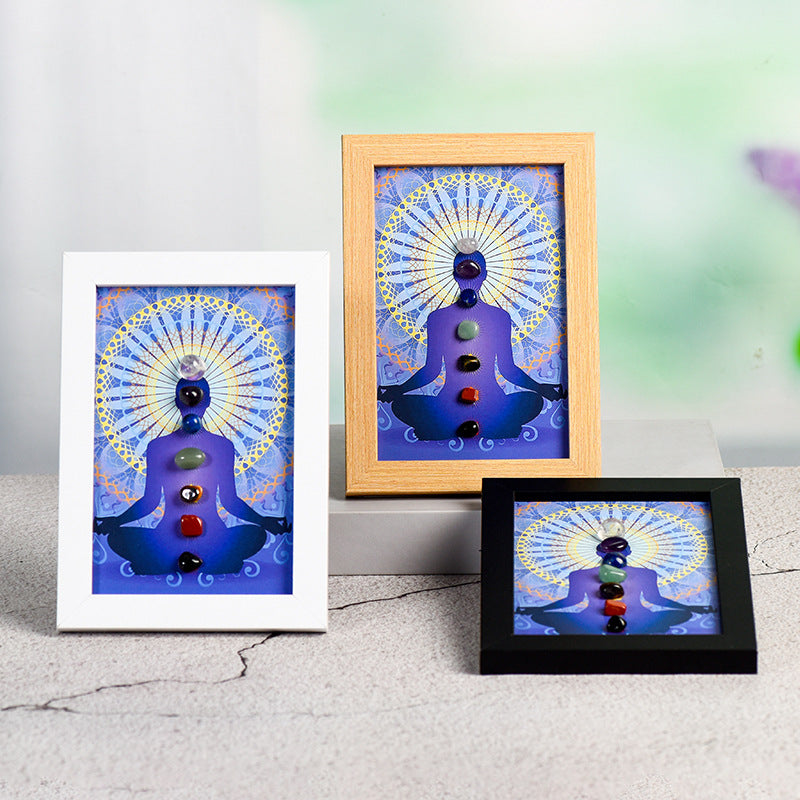 Yoga Girl Colored Original Stone Crystal Wooden Picture Frame Setup for Moving to a New Home Wooden Picture Frame Home Decoration 