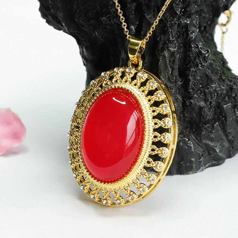 Red agate pendant pigeon blood carnelian necklace national fashion jewelry MN4042406