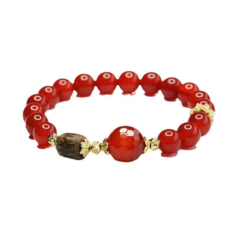 Natural red agate bracelet chalcedony agarwood bracelet new Chinese style CB4030903