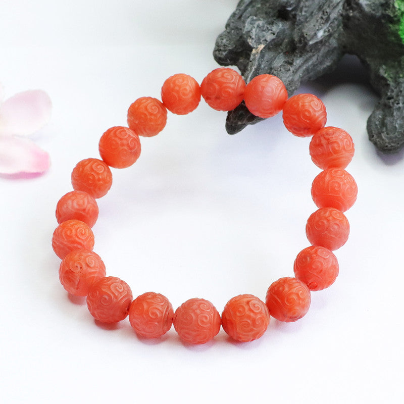 Natural Southern Red Agate Pattern Bracelet Full Red Bracelet Jewelry MN2041112 