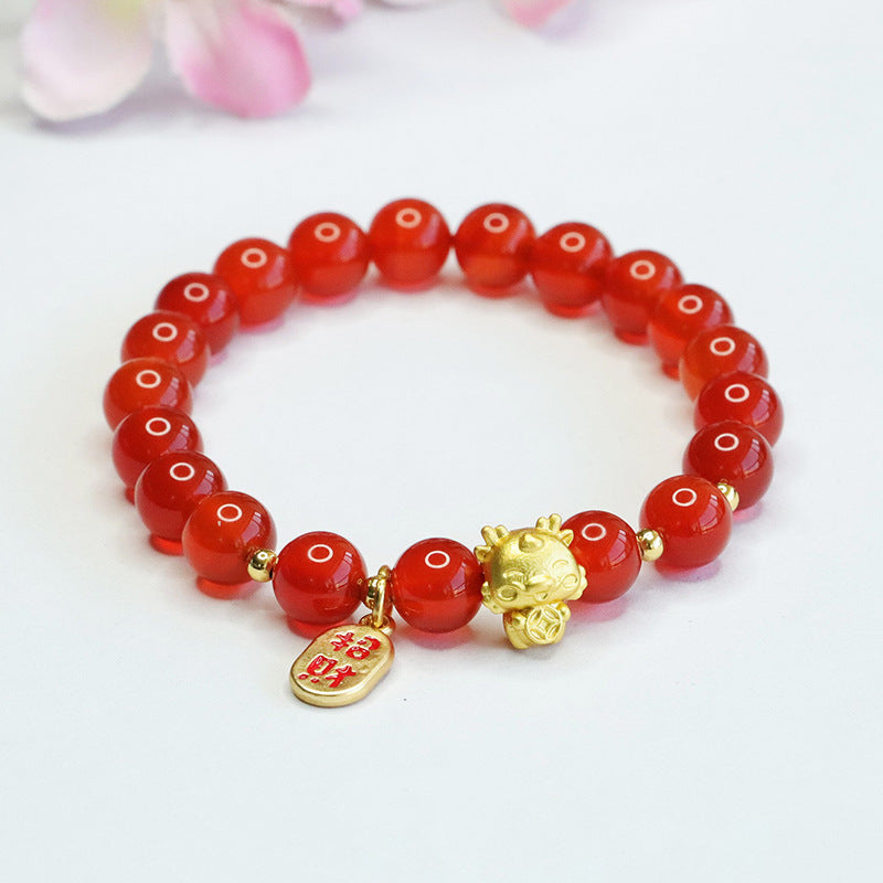 Natural red agate bracelet zodiac dragon bracelet year of the dragon zodiac year jewelry CB3111203