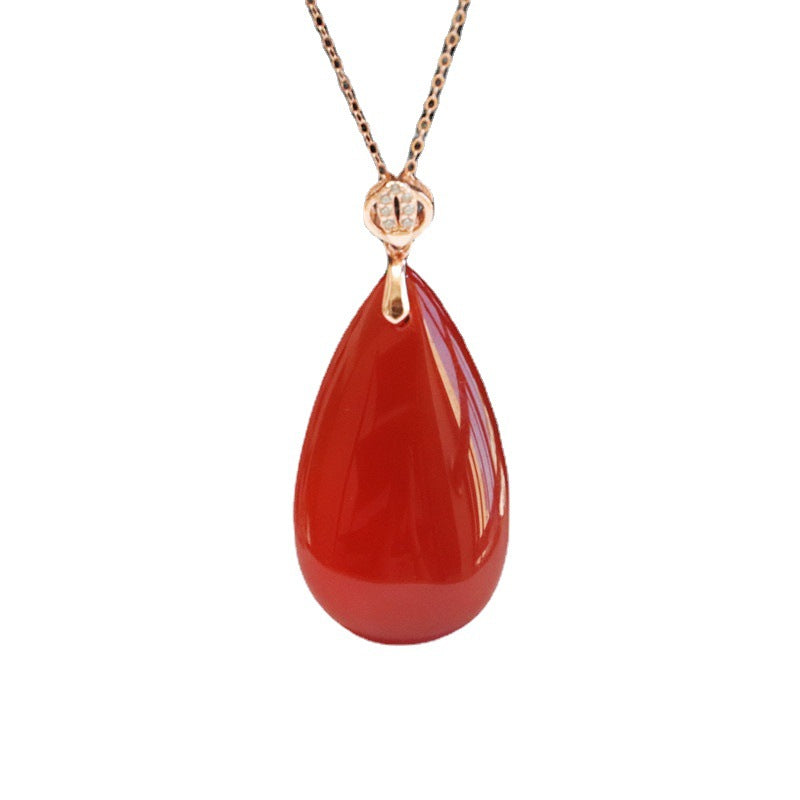 S925 silver with red agate pendant chalcedony drop jewelry MN2101004