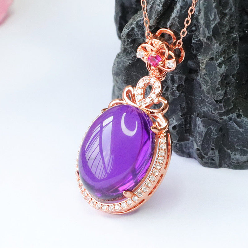 Natural amethyst pendant dove egg purple color treasure necklace for women CB3100108 