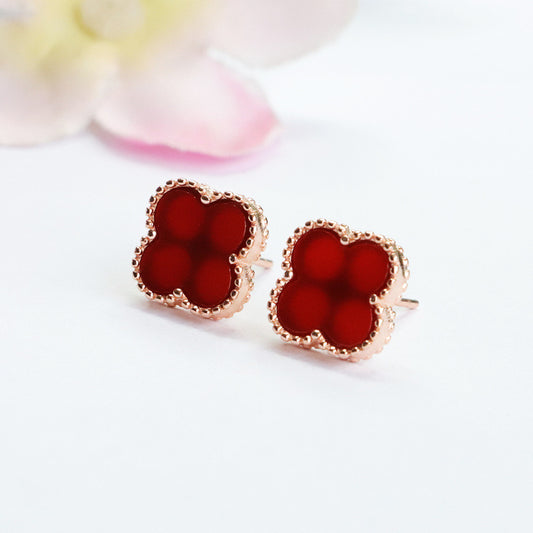 S925 silver set with natural red agate earrings chalcedony ear hook jewelry MN2102012