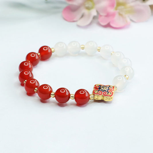 Red agate bracelet white chalcedony bracelet crystal bracelet for women ZS3052607