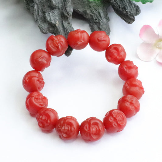 Natural agate bracelet full of flesh and color Buddha head bracelet MN2050505 