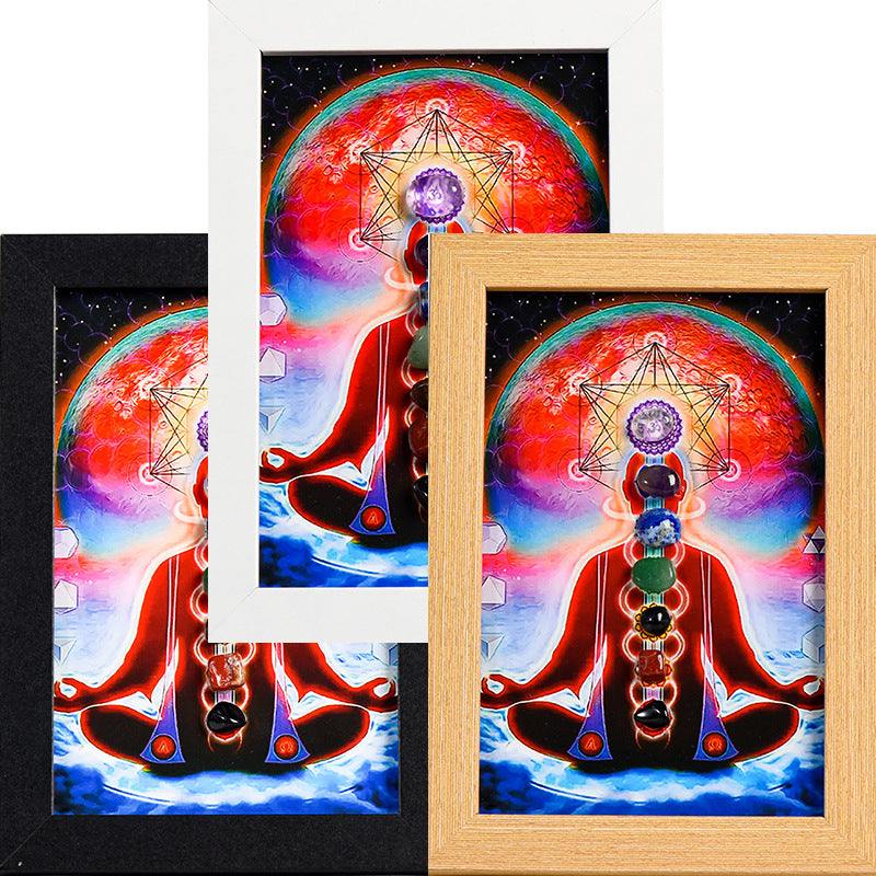 Yoga Girl Colored Original Stone Crystal Wooden Picture Frame Setup for Moving to a New Home Wooden Picture Frame Home Decoration 