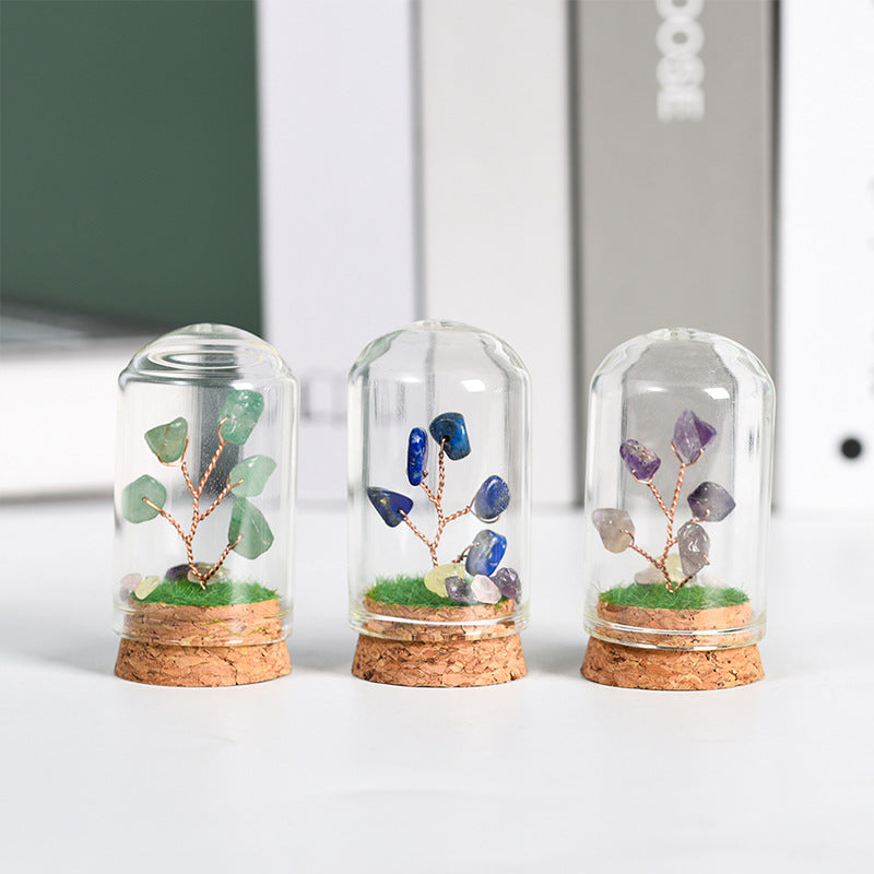 Natural crystal raw stone glass cover micro landscape crystal tree children's popular science festival gift home decoration ornaments 