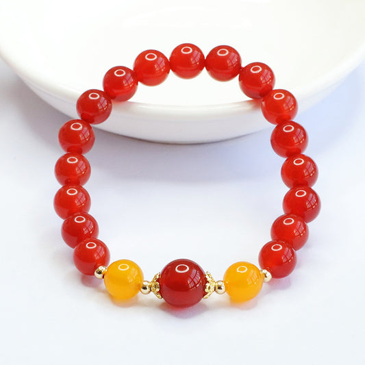 Natural red agate bracelet yellow chalcedony bracelet women's national fashion jewelry MN2123007