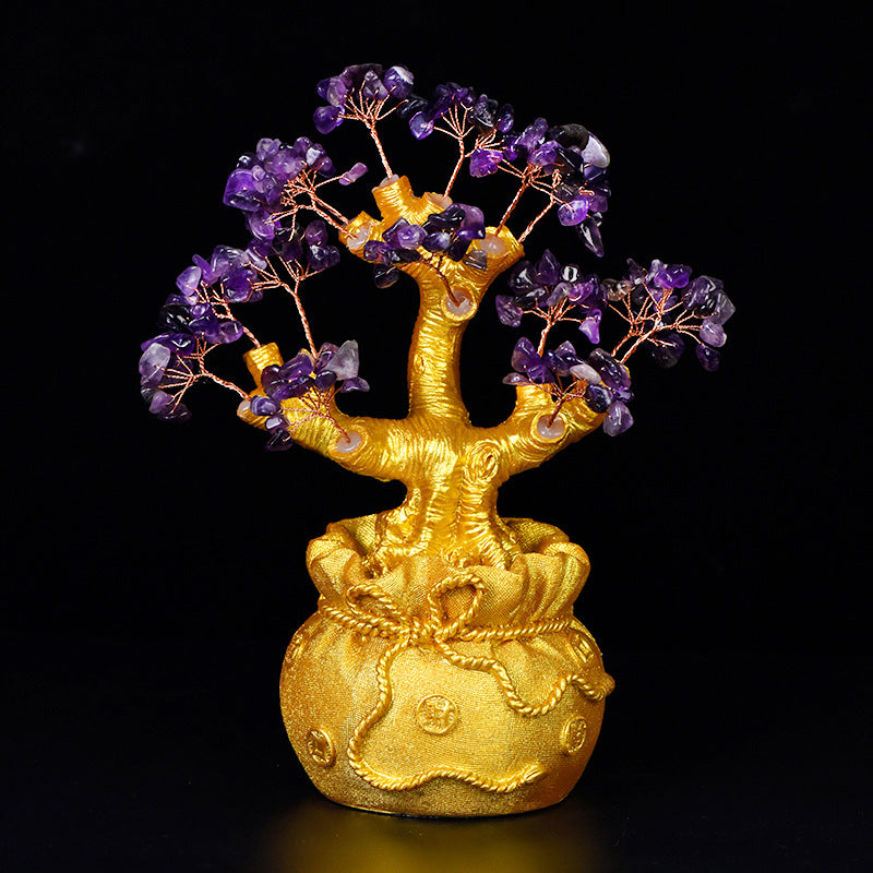 Opening Gift Ornaments Home Living Room Office Decorations Hot Selling Crystal Crafts Tree Citrine Tree 