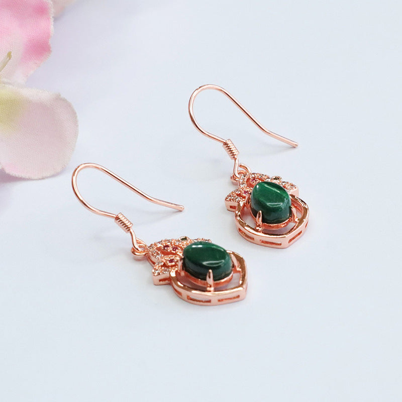 Natural malachite ear hooks colorful clover earrings women's jewelry CB3110703 