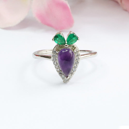 Natural amethyst ring purple color treasure carrot ring for women CB3102902