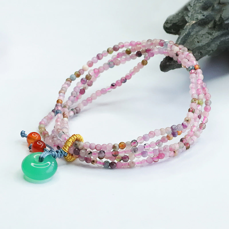 Natural candy tourmaline bracelet multi-circle chrysoprase safety buckle bracelet for women CB3022402 