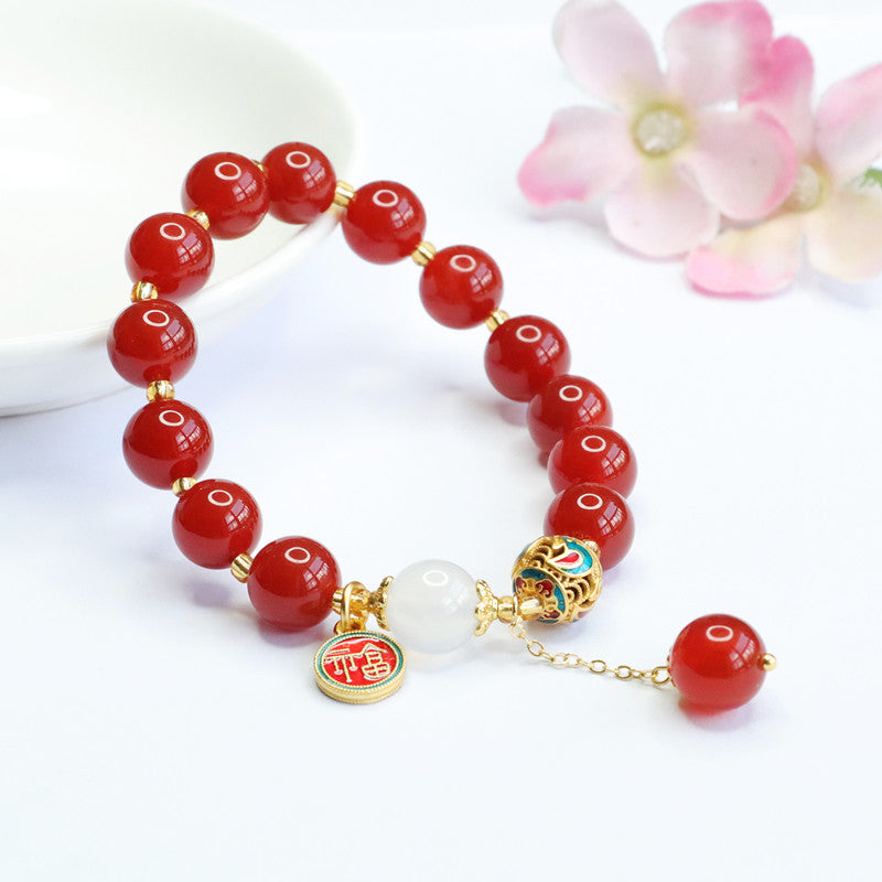 Natural red agate bracelet chalcedony diy tassel bracelet jewelry MN2071315