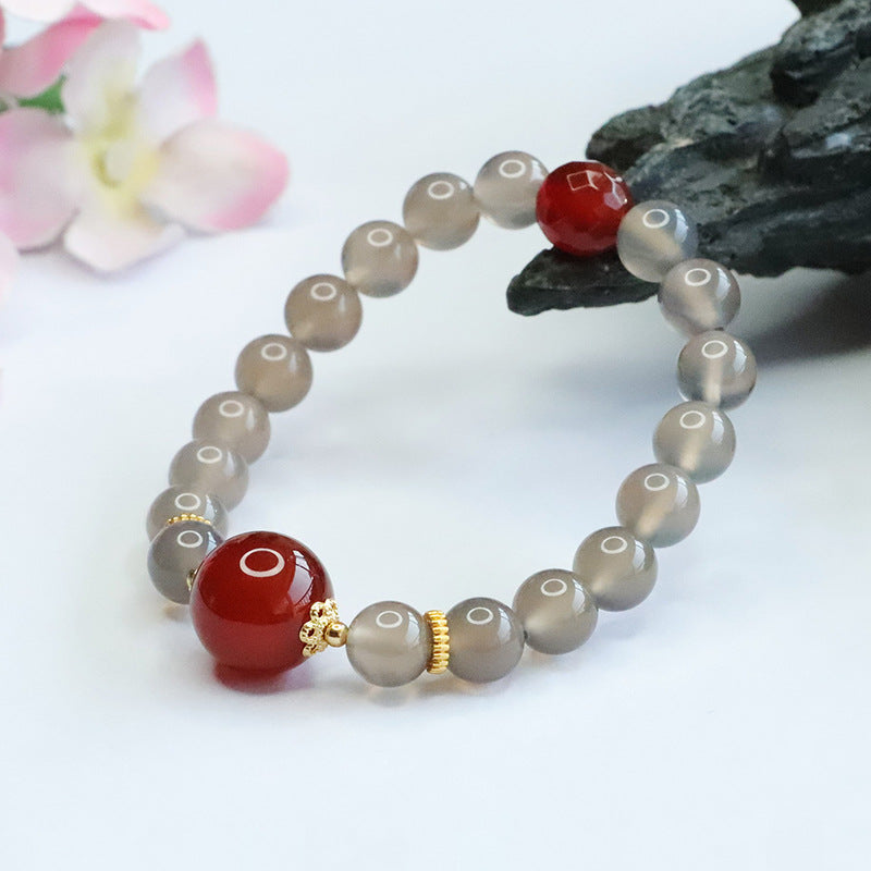 Natural smoked purple chalcedony bracelet red agate bracelet palace style jewelry for women CB3042606