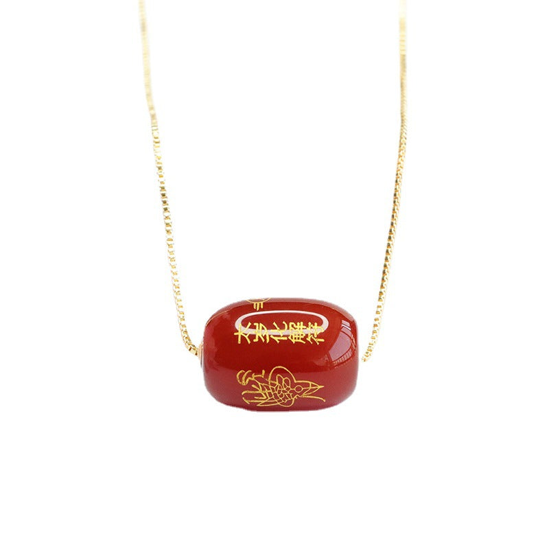 18K gold with red agate pendant Passepartout necklace MN3030204