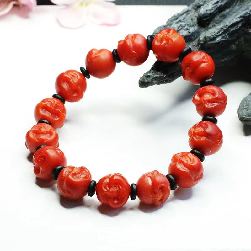 Natural southern red agate bracelet full of flesh and color Buddha head jewelry MN2112401 