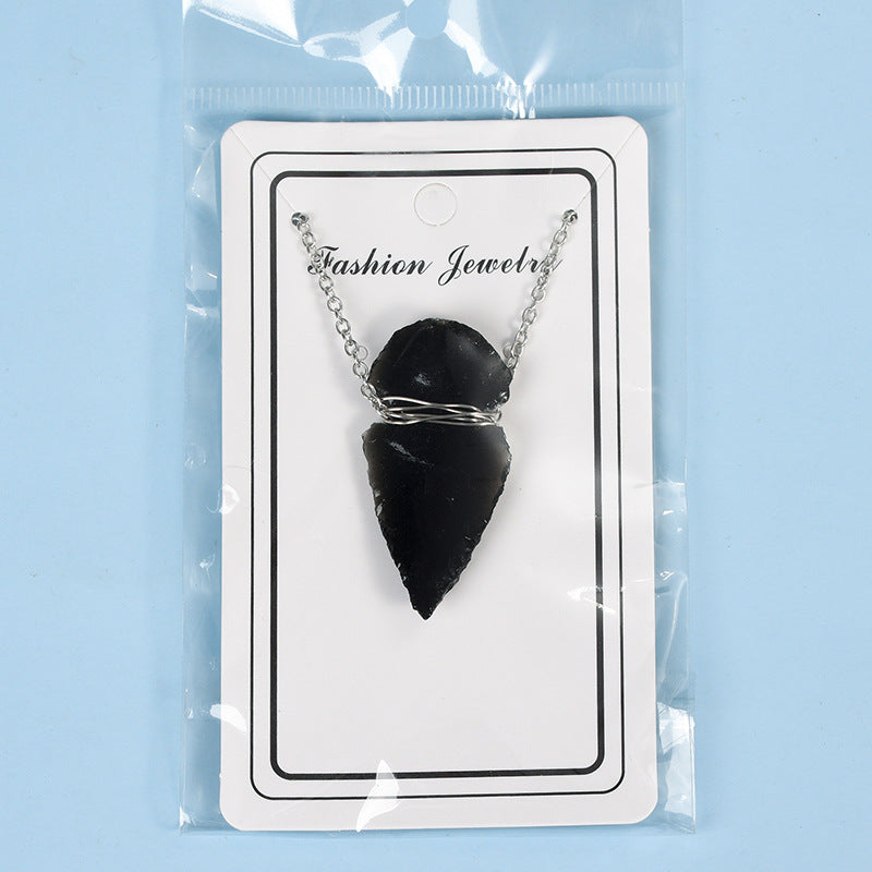 A large number of spot natural obsidian arrowhead raw stones handmade diy pendant necklace materials jewelry accessories 