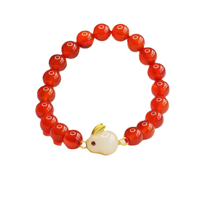 Natural Agate Rabbit Bracelet Red Agate Year of the Rabbit Bracelet Jewelry Jewelry MN2121409