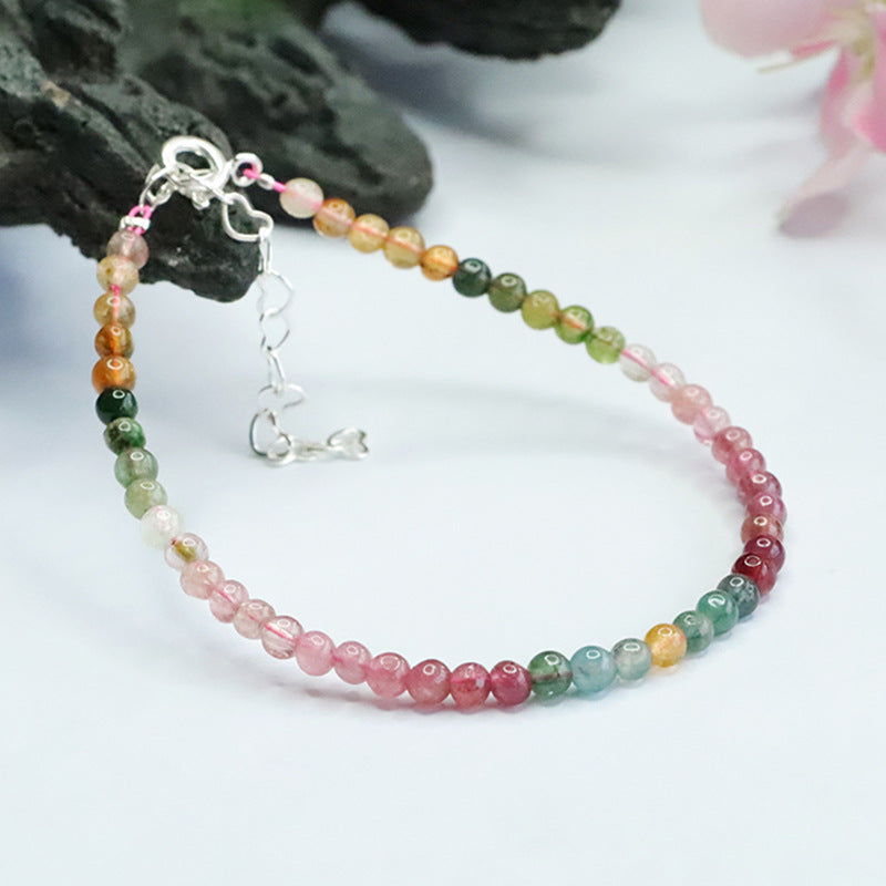 Natural rainbow tourmaline bracelet Brazilian ice transparent old material gradient bracelet for women CB3022403 