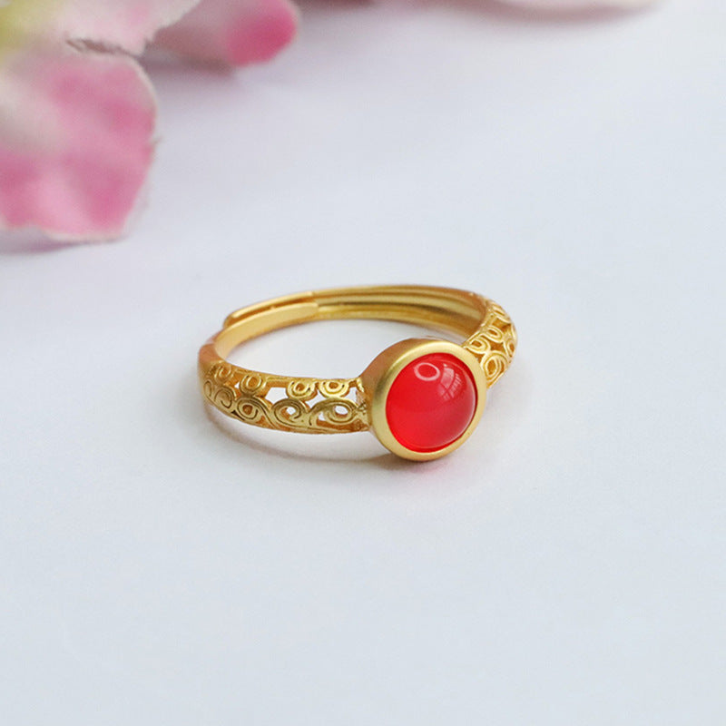 Natural red agate ring imperial chrysoprase ring ethnic style MN3110601