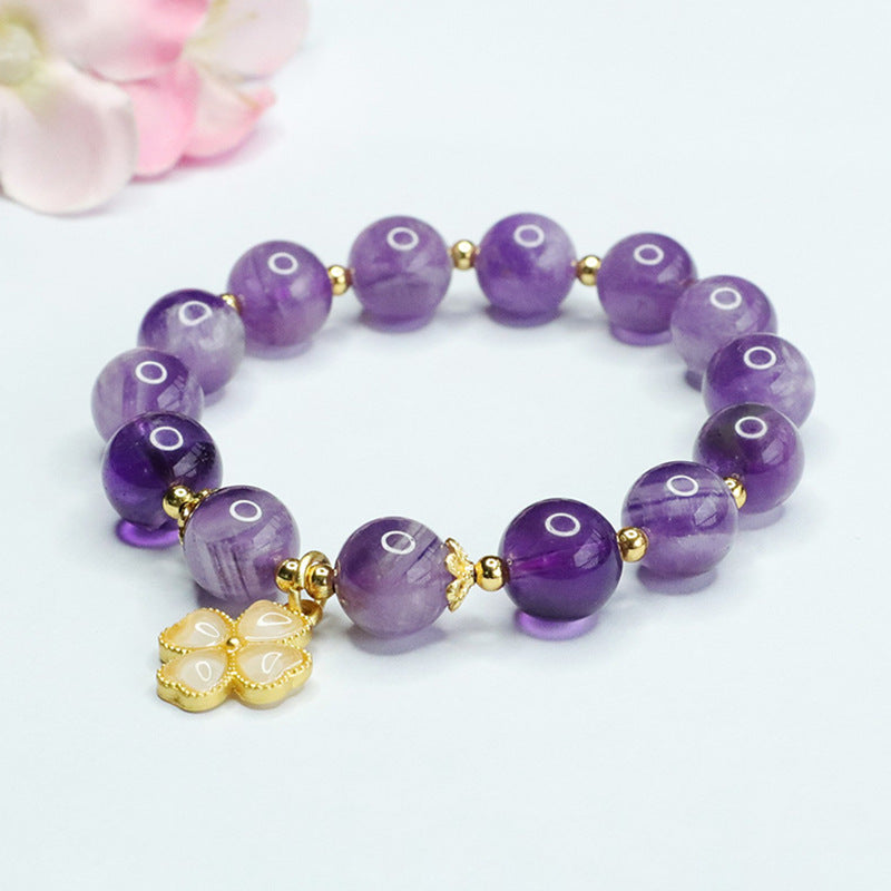 Natural lavender amethyst bracelet four-leaf clover tassel bracelet CB3071801 