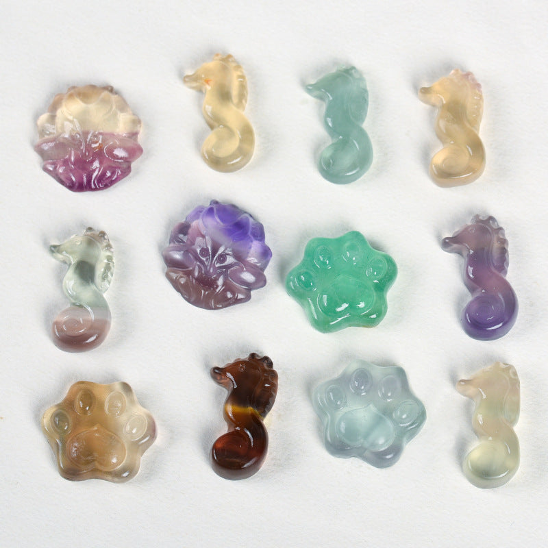 Source of original ore, colorful fluorite, small animal carvings, natural crystal handicrafts, children's gift ornaments