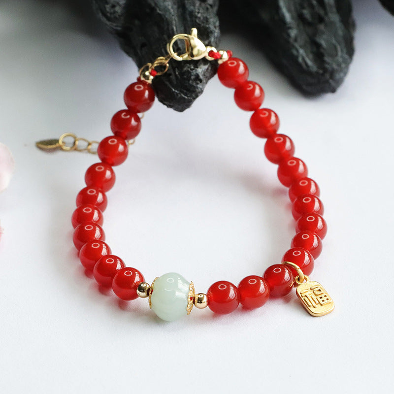 Natural red agate bracelet emerald pumpkin bead bracelet new Chinese style welfare MN4061202