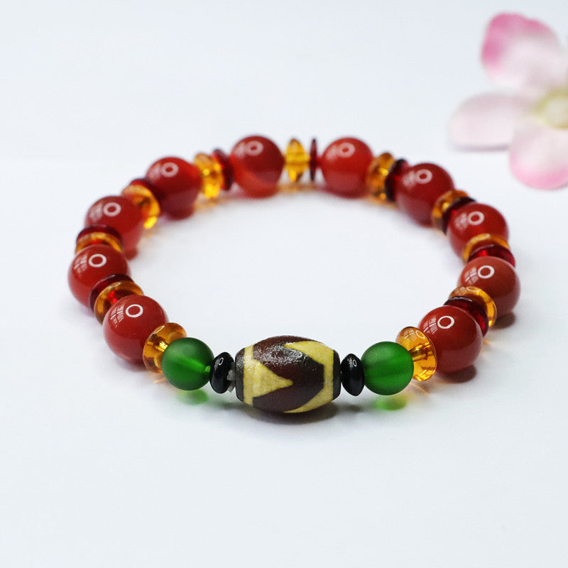 Tiger Tooth Dzi Beads Chalcedony Bracelet Red Agate Bracelet Jewelry MN2032205