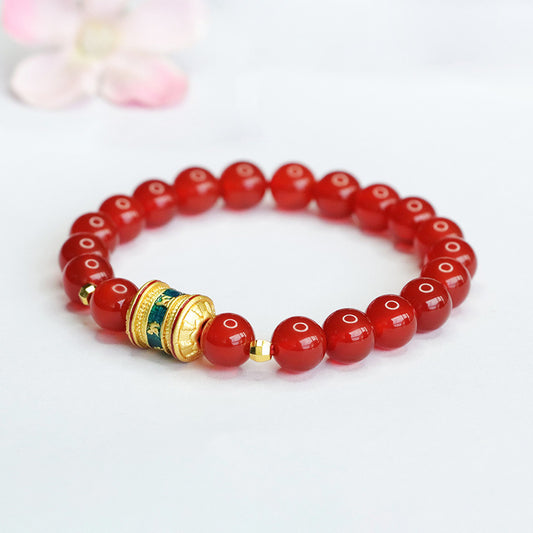 Natural red agate bracelet chalcedony six-word motto bracelet welfare MN4062302