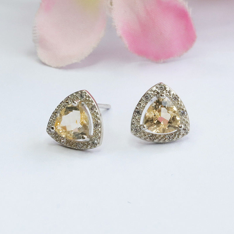 Natural Citrine Earrings S925 Silver Needle Earrings Crystal Colorful Jewelry CB3102907 