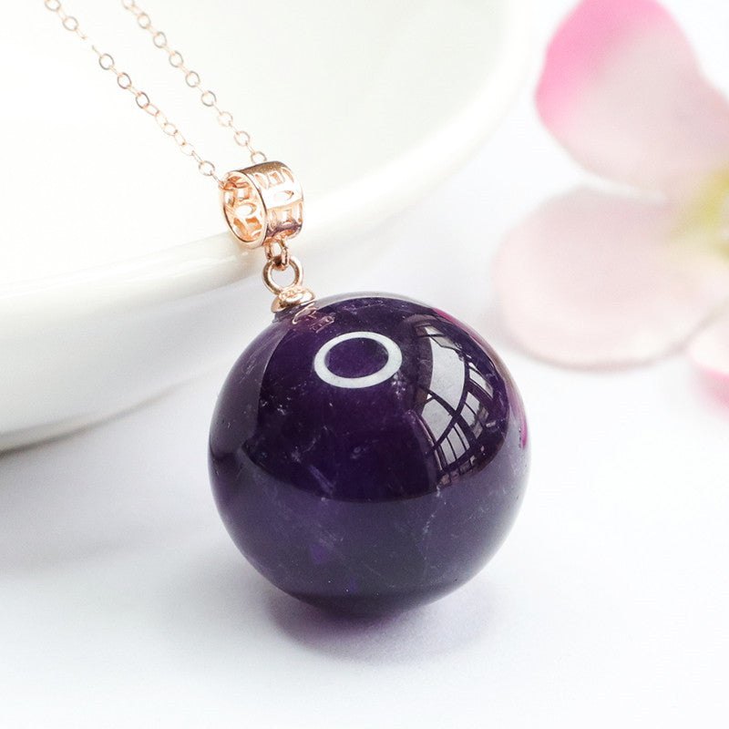 S925 silver set with natural amethyst ball pendant necklace jewelry accessories CB2042520 