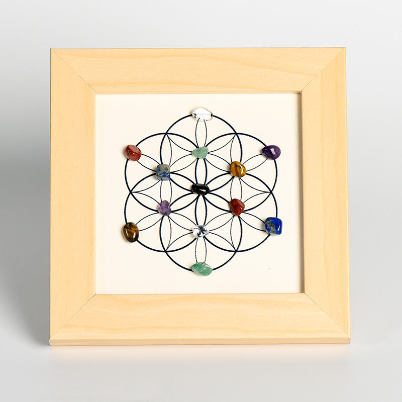 Flower of Life Raw Stone Crystal Photo Frame Table Move-in New Tree House Picture Frame Home Festive Ornament Gift 