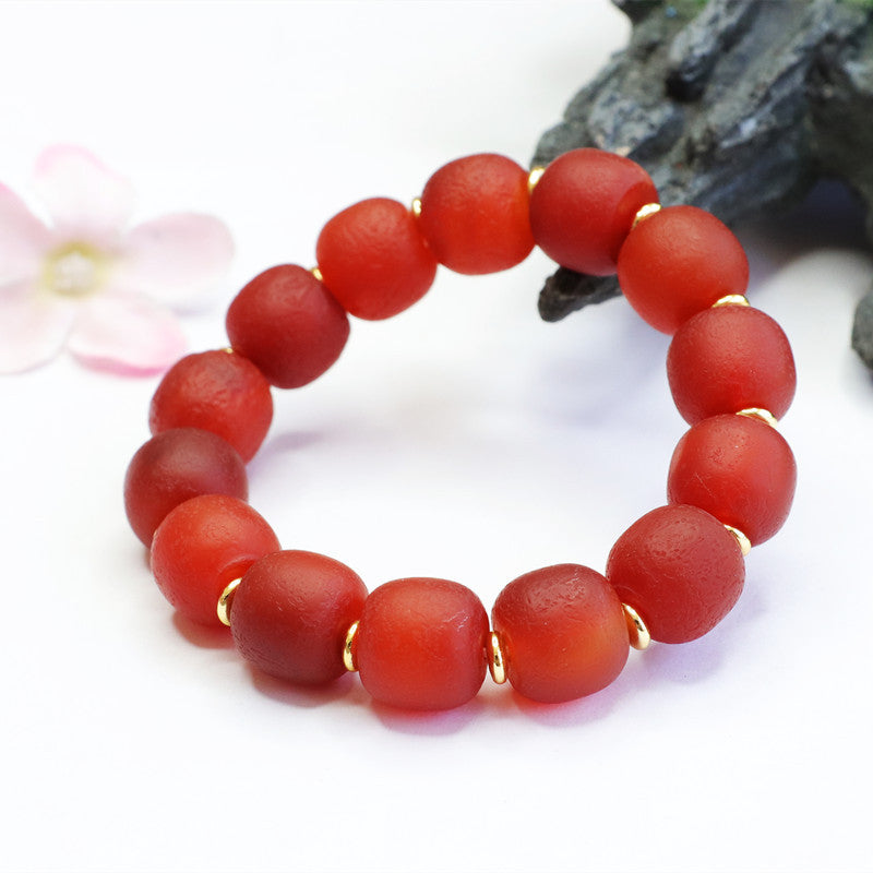 . Natural old material red agate bracelet original leather chalcedony bracelet jewelry...2040409