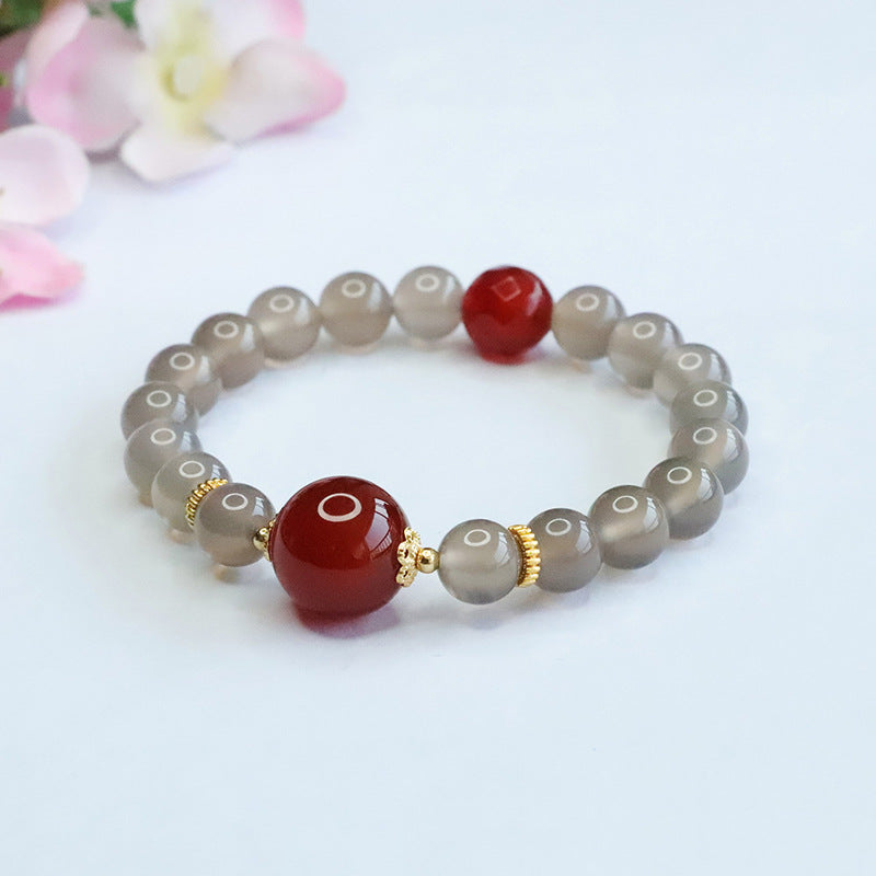 Natural smoked purple chalcedony bracelet red agate bracelet palace style jewelry for women CB3042606