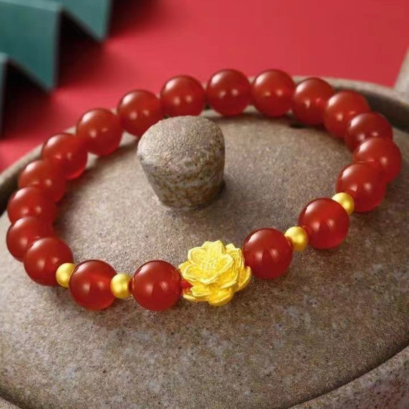 Supply natural red agate bracelet chalcedony lotus bracelet jewelry MN2080810