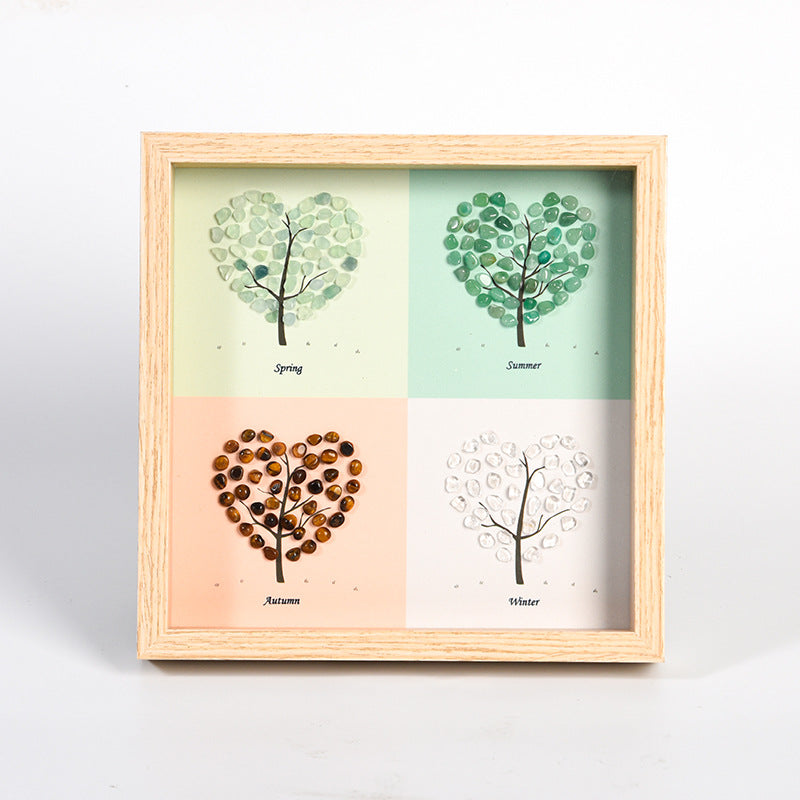 Four Seasons Tree Style Original Stone Crystal Photo Frame Table Setup New Tree Home Frame Home Festive Ornament Gift 