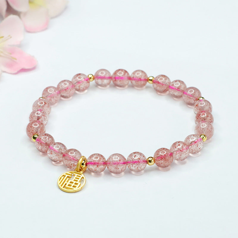 Natural strawberry crystal bracelet ice translucent red strawberry crystal women's bracelet CB3032905 