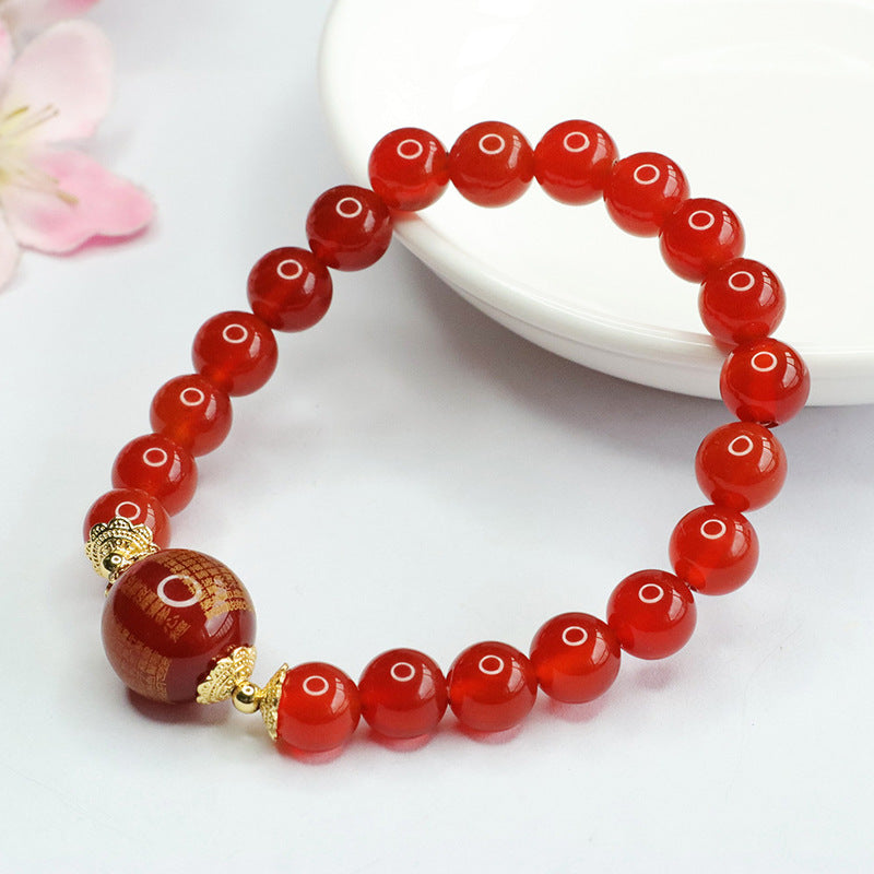 Red Agate Heart Sutra Bracelet Pigeon Blood Carnelian Bracelet for Women MN3082502