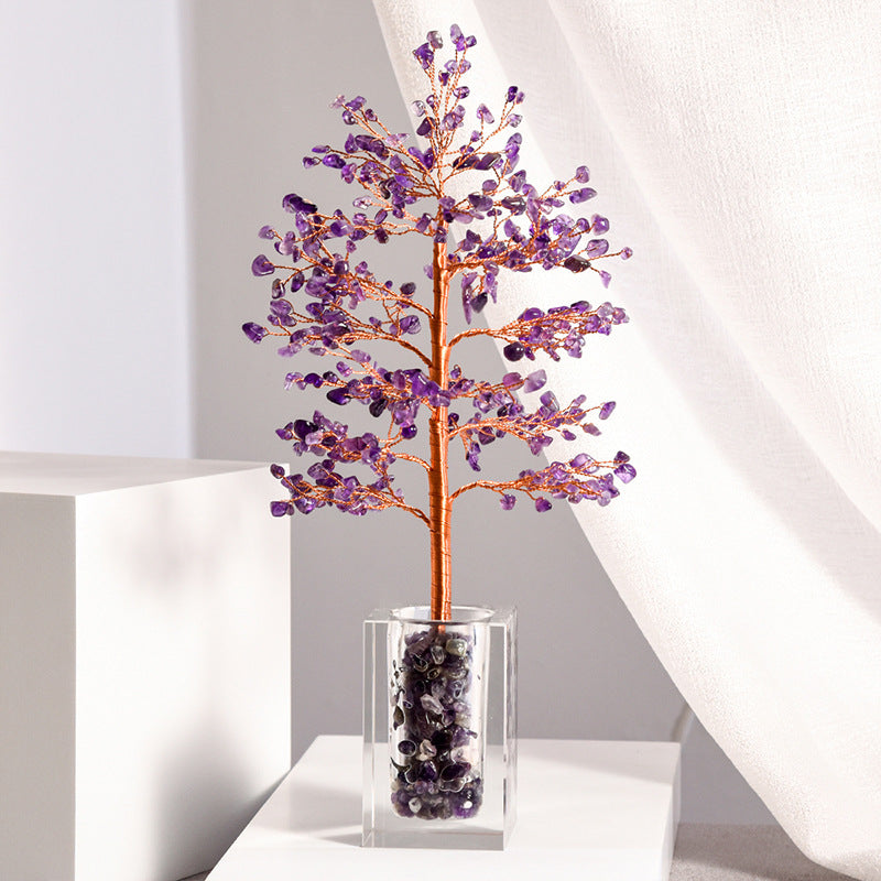 Natural gravel crystal tree diamond glass bowl crafts home creative office desk decoration color tree wholesale 