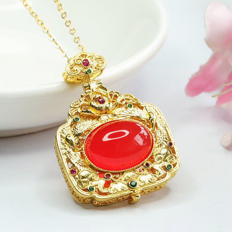 Red agate pendant pigeon blood red agate phoenix sachet necklace for women MN3080410