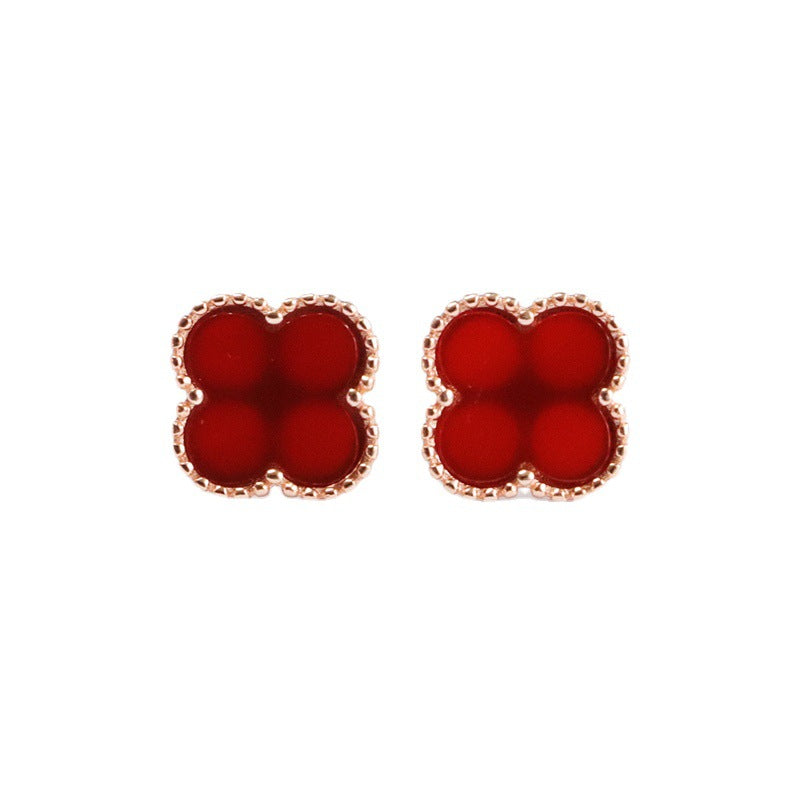 S925 silver set with natural red agate earrings chalcedony ear hook jewelry MN2102012