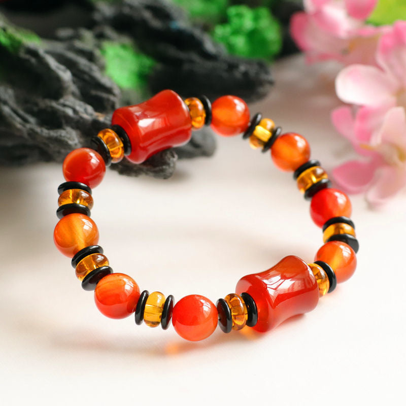 Red agate bamboo bracelet chalcedony bracelet jewelry MN1122569